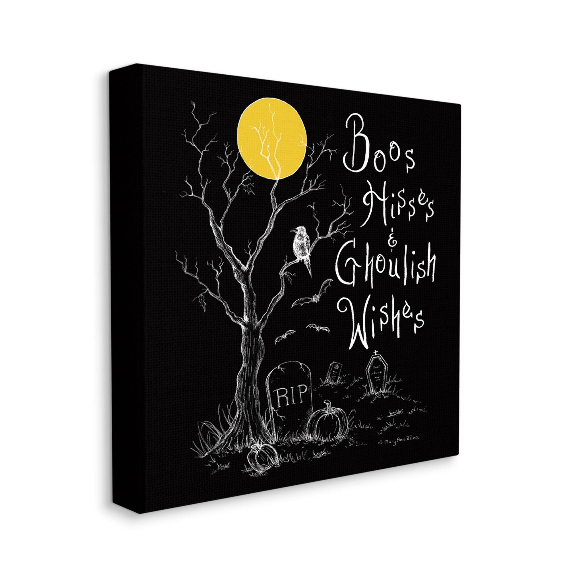 Stupell Industries Spooky Dark Halloween Phrase Canvas Wall Art
